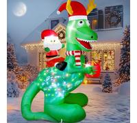 Vintoney 244 cm/ 8 FT Inflatable Dinosaur Santa Claus 2024, Christmas inflatables decorations outdoor decoration large blow ups for yard holiday xmas indoor garden holiday air filled led