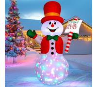 Vintoney 244cm/8FT Inflatable Snowman Outdoor Christmas Decorations - Giant Blow Up Snowman with 360° Rotating LED Lights for Garden & Yard Xmas Decor