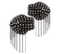 VINTORKY 1 Pair Punk Rivet Tassel Epaulettes Shoulder Badge with 3D Design for Costume Use, Versatile CCB and Iron Material Shoulder Pads in Vintage Edgy Style for Men and Women