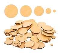 VINTORKY 100pcs Round Unfinished Wood Slices for DIY Projects and Party Decorations, Natural Oak Wood Material, Easy to Paint and Convenient to Use Wooden Cutouts