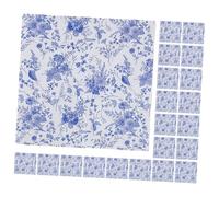 VINTORKY 100pcs Vintage Blue Floral Paper Napkins Delicate Printed Pattern for Parties Weddings Banquets Home and Hotel Use Stylish Decorative Serviettes with Blue and White Porcelain