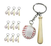 VINTORKY 10Pcs Baseball Charm Keychain for Mini Wooden Bat and Ball Keyrings Sport Accessories for Boys for Birthdays Parties Team Souvenirs