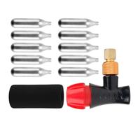 VINTORKY 10pcs Bike Tire Air Inflator Kit with 1 Inflator and Insulate Sleeve, Abs Steel Material, Fits Standard and Valve Types, 16g Co2 Cartridges, Single Shot 40psi Inflation, Carrying