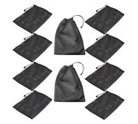 VINTORKY 10pcs Black Drawstring Mesh Bags for Multifunctional Storage and Balls, Made of Sturdy Polyester with Easy Access, for Travel and Home Organisation