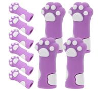 VINTORKY 10pcs Cat Paw Needle Stoppers Silicone Protector Reusable Versatile Soft Needle Sleeves for Tweezers and Nail Cuticle Scissors in Knitting Projects and Pedicure