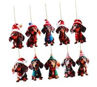 VINTORKY 10pcs Dachshund Pendant Dachshund Christmas Tree Hanging Ornaments Funny Dog Decorations for Party Home Car Accessories