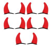 VINTORKY 10pcs Devil Horn Hair Clips Creative Gothic Festival Hairpins Lightweight Polyester Iron Plastic Material Red Cosplay Hair Accessories for Women
