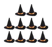 VINTORKY 10pcs Handmade Felt Witch Hats for Wine Bottles Halloween Bottle Toppers Mini Witches Hat Decorations for Parties Festivals and Creative Displays