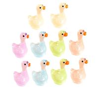 VINTORKY 10Pcs Mini Resin Glowing Ducks Figurines, Tiny Luminous Miniature Ducks for Garden Decor, Aquarium, Fairy Landscape, Multi-Color Resin Craft Statues