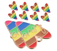 VINTORKY 10Pcs Rainbow Alloy Love Heart Charms Jewelry Decorative Pendants for Necklace Bracelet DIY Making Accessories