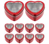 VINTORKY 10pcs Red Heart-Shaped Tin Candy Boxes with Lid 60x59x27mm Wedding Favor Packaging Boxes for Valentine’s Day Chocolates and Party Presents