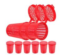 VINTORKY 10pcs Red Plastic Fishing Bait Cage Trap Basket to Prevent Bait from Falling and Save Practical Fishing Lure Holder for Outdoor