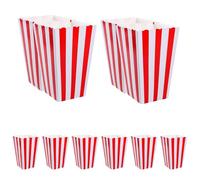 VINTORKY 10pcs Small Red Paper Popcorn Boxes for Party Classic Popcorn Containers with Unique Printed Stripes and Adults at Movie Theme Parties