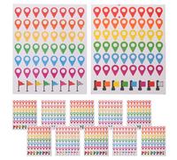 VINTORKY 12 Sheets Atlas Marking Stickers - Colorful Coded Position Dots for Survey Map Camping Site, and Hiking Trail Markers - Removable Location Pin Stickers