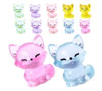 VINTORKY 12pcs Cute Resin Fox Figurines Glow in The Dark Miniature Animal Ornaments for Bonsai Decoration and Micro Landscape Setups, Creative Compact Garden Accessories