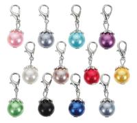 VINTORKY 12pcs DIY Pendant Lobster Clasp Pendant Alloy Imitation Pearl Shape Jewelry Accessory for DIY Jewelry Making Random Color