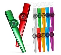 VINTORKY 12Pcs Metal Kazoos for Adults Lightweight Kazoo Instruments with Flute Diaphragms for Music Practice Group Play and Early Education Activities