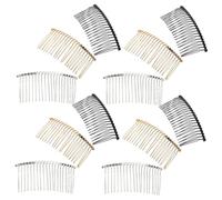 VINTORKY 12Pcs Metal Side Hair Combs 20-Teeth Matte Black Gold Silver Smooth Teeth Design Secure Fit DIY Veil Holders for Women