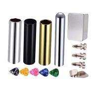 VINTORKY 14pcs Guitar Slide Set Stainless Steel Finger Tip and Thumb Picks Guitar Slider Kit for Electric and Acoustic