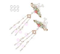 VINTORKY 1Pair Style Hair Sticks with Tassels Antique Hairpins for Weddings Cosplay and Parties Retro Floral Design Hair Accessories for Elegant Hairstyles