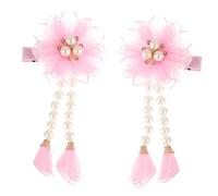 VINTORKY 2 Pcs Children's Tassel Hair Accessories Flower Headdress Pearl Tassels Elegant Head-wear for Girls Party Banquet Wedding