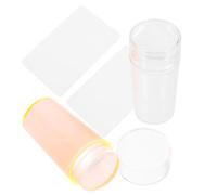 VINTORKY 2 Sets Nail Stamper Seal Jelly Head Stamper with Scraper, Silicone and Abs Material, Positioning, Easy to Carry, Assorted Colour for Professional Nail Art Salon and Home Use
