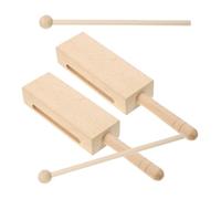 VINTORKY 2 Sets Wooden Block Percussion Instruments Mallets Hand Percussion Rhythm Wood Music Instruments for Adults Natural Wood Tone and Performance