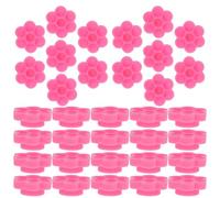 VINTORKY 200Pcs Pink Floral Eyelash Extension Glue Holder Cups 2-In-1 Refillable Adhesive Liquid Containers for Beauty Salon and False Lashes Application