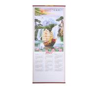 VINTORKY 2027 Chinese Wall Scroll Calendar: Imitation Rattan Scroll Chinese Wall Calendar - Traditional Lunar Goat Zodiac Monthly Hanging Decor for Living Room