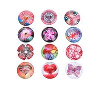 VINTORKY 20pcs Mixed Color Glass Dome Cabochon Gems Stickers for Jewellery Making, round Floral Pattern Pendant Trays with Fine Workmanship, for Creating Wine Charms and Crafts Random Color