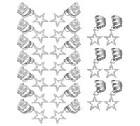 VINTORKY 20pcs Silver Alloy Star Hair Rings for Dreadlocks Hair Accessories for Women Lightweight Comfort Opening Ring Design for Music Festivals and Special Occasions