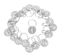 VINTORKY 20pcs Stainless Steel Numbered Key Tags with Rings, 23mm Round Key Hanging Tags Engraved with Numbers for Workshop and Sauna Identification, Sturdy and Not Easily Deformed