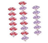 VINTORKY 20pcs Wooden Fan Charms for DIY Crafts Lightweight Durable Jewelry Making Accessories for Bracelets Hair Sticks Hair Accessories with Red and Purple Sakura Design