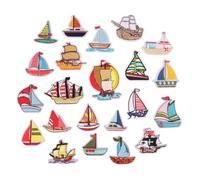 VINTORKY 23pcs DIY Embroidery Applique Patches Cartoon Sailboat Pattern Hot Melt Sticker Polyester Cloth Patches for Clothing and Hats Decoration Crafts