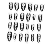 VINTORKY 24pcs Gothic Bone Fake Nails for Women Glue Manicure Decorations for Halloween Full Cover Press Nail Art Unique Design
