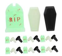 VINTORKY 24pcs Halloween Mini Coffin and Tombstone Figurines Compact Spooky Graveyard Ornaments for DIY Crafts and Party Pranks Lifelike Haunted Accessories for Dollhouse and Outdoor
