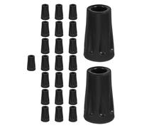 VINTORKY 25pcs Black Rubber Walking Pole Tips Replacement with Nonslip Shock Absorption for Hiking Poles and Walking Canes Protective Covers