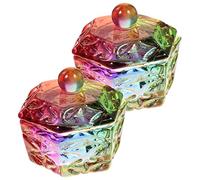 VINTORKY 2pcs Aesthetic Glass Crystal Cup Nail Dappen Dish for Acrylic Nails Dip Powder