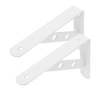 VINTORKY 2pcs Antique Shelf Brackets Heavy Duty L Shaped Iron Brackets with Rustic Farmhouse Design White Triangle Wall for Wood Shelves Providing Additional Storage Space for Home
