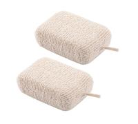 VINTORKY 2pcs Bath Sponge Body Scrubber Double-Layer Design Sponge with Linen Woven Layer Refreshing and Breathable Can Be Hung to Dry Home Bath Scrubber for Shower Use