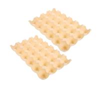 VINTORKY 2pcs Beige 24-compartment Egg Storage Box Bulk Carton Reusable Kitchen Egg Container Organizer Tray for Refrigerator Fridge Holder