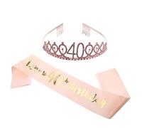 VINTORKY 2Pcs Birthday Crown Sash Elegant Hair Hoop Party Etiquette Belt for Birthday Celebrations for All Body Shapes for Making Your