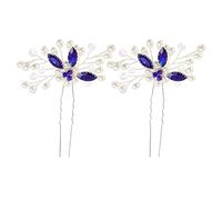 VINTORKY 2pcs Blue Rhinestone Hairpins U Shaped Bridal Hair Accessories for Weddings Banquets and Parties Chic and Delicate Design Stunning Sparkle for Brides and Bridesmaids