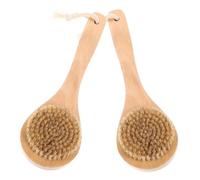 VINTORKY 2pcs Boar Bristle Shower Brush Natural Body Sponge Brushes for Bath Exfoliating Back Scrubbers Wet Dry Skin Exfoliator for Shower Accessories
