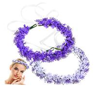 VINTORKY 2pcs Bohemian Marigold Garland Headband Hair Vines for Wedding Festival Floral Crowns for Women Girls
