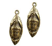 VINTORKY 2Pcs Brass Buddha Head Keychain Pendants Creative DIY Ornaments Unique Hanging Statue Charms for Keychains Delicate Feng Shui Design