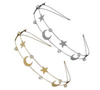 VINTORKY 2pcs Bridal Rhinestone Headbands for Women Alloy Moon and Star Design, Enhance Elegance and Resistance to Deformation, for Weddings, Stage Performances and Parties