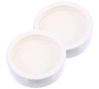 VINTORKY 2pcs Ceramic Reptile Food Bowls for Snake and Lizard, Escape-proof Water Bowls for Keeping Reptiles, Sturdy White Feeding Containers for Terrarium Use