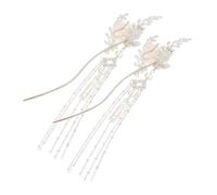 VINTORKY 2pcs Chinese Ancient Style Hairpins with Tassels Metal Hair Sticks for Women Lightweight Retro Moon and Flower Design Elegant Traditional Chinese Accessories for Hanfu and Costumes