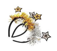 VINTORKY 2pcs Christmas Headband Five-pointed Star Hair Hoop Set with Gold and Silver Stars Holiday Headwear for Women Girls Christmas Party Cosplay Accessories